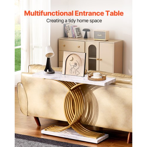 Narrow Console Sofa Table 39.4 inches Behind Couch Table 1Tier Long