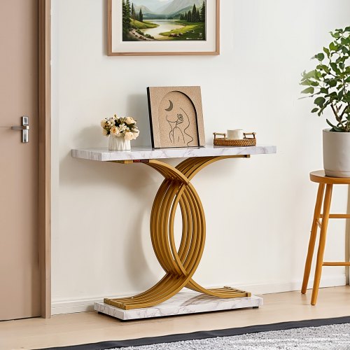 Narrow Console Sofa Table 39.4 inches Behind Couch Table 1Tier Long