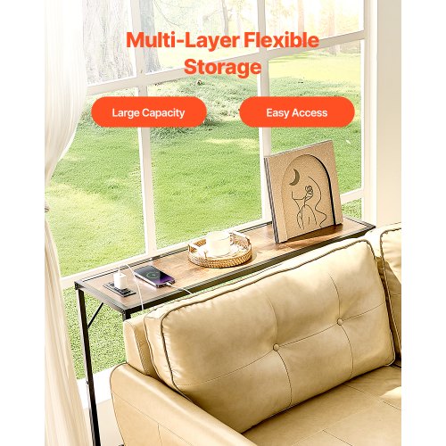 Narrow Console Table 417 Behind Couch Table with Power Outlets 2Tier