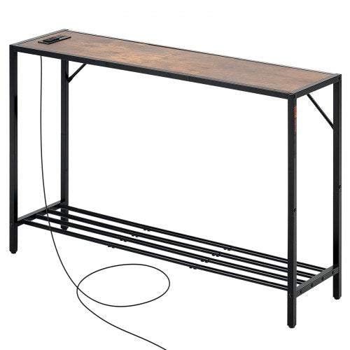 Narrow Console Table 417 Behind Couch Table with Power Outlets 2Tier