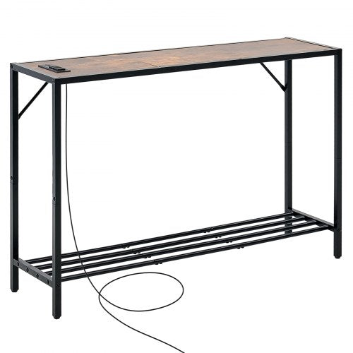 Narrow Console Table 417 Behind Couch Table with Power Outlets 2Tier