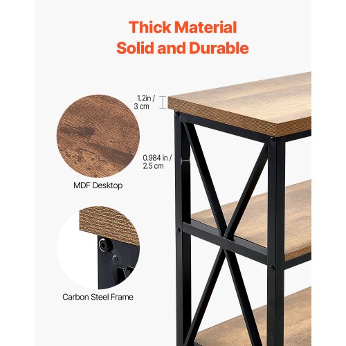 Narrow Console Sofa Table 55.1 inches Behind Couch Table 3Tier Long