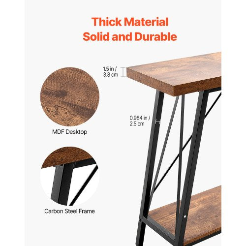 Narrow Console Sofa Table 70.9 inches Behind Couch Table 2Tier Long