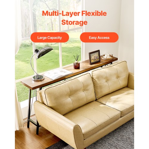 Narrow Console Sofa Table 70.9 inches Behind Couch Table 2Tier Long