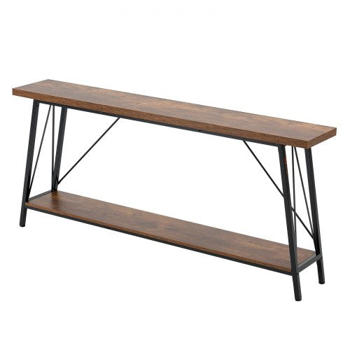 Narrow Console Sofa Table 70.9 inches Behind Couch Table 2Tier Long