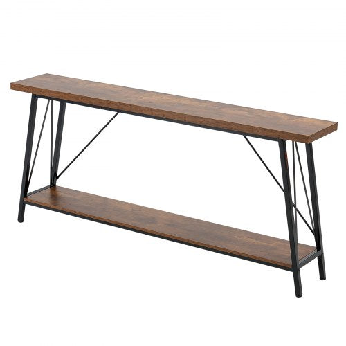 Narrow Console Sofa Table 70.9 inches Behind Couch Table 2Tier Long