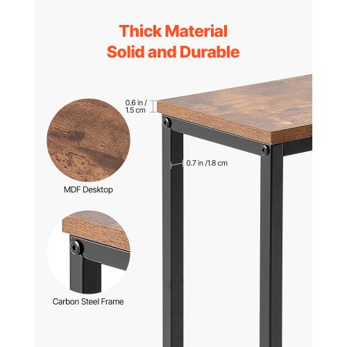 Narrow Console Table 709 Behind Couch Table with Power Outlets 1Tier
