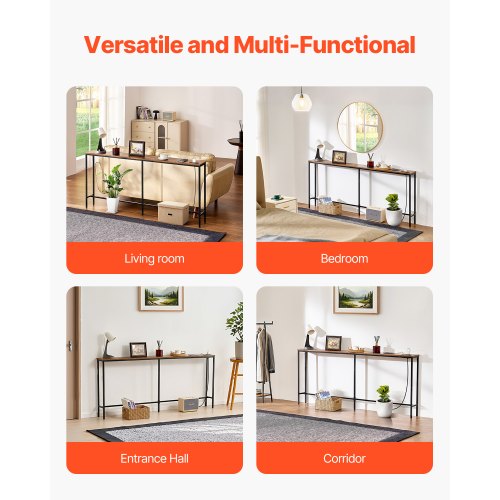 Narrow Console Table 709 Behind Couch Table with Power Outlets 1Tier