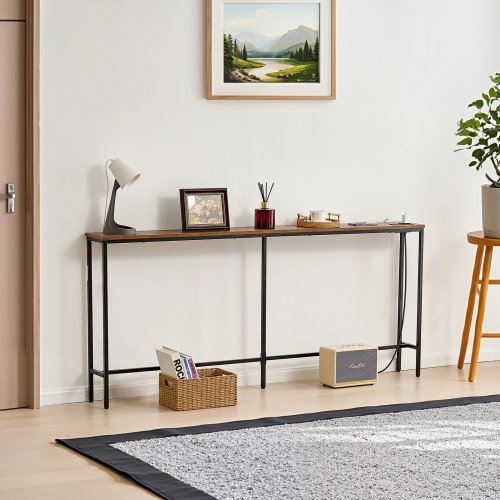 Narrow Console Table 709 Behind Couch Table with Power Outlets 1Tier