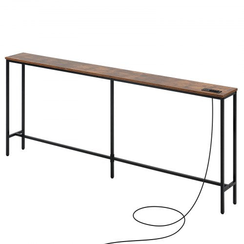 Narrow Console Table 709 Behind Couch Table with Power Outlets 1Tier