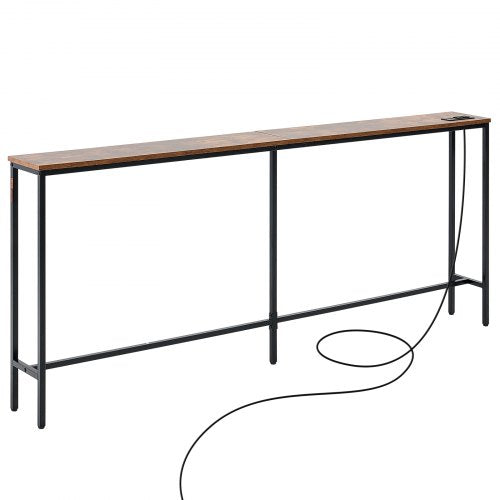 Narrow Console Table 709 Behind Couch Table with Power Outlets 1Tier