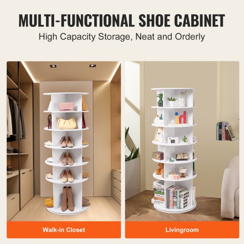 6 Tiers Rotating Shoe Rack Tower 360°Spinning Shoe Display Revolving Shoe