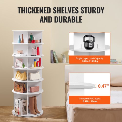 6 Tiers Rotating Shoe Rack Tower 360°Spinning Shoe Display Revolving Shoe