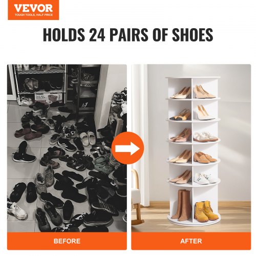 6 Tiers Rotating Shoe Rack Tower 360°Spinning Shoe Display Revolving Shoe