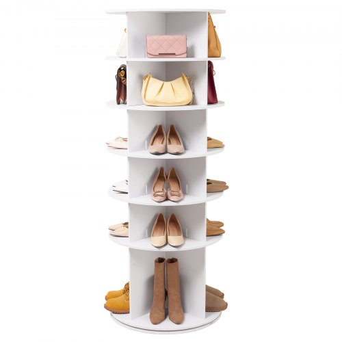 6 Tiers Rotating Shoe Rack Tower 360°Spinning Shoe Display Revolving Shoe