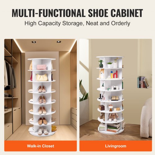 7 Tiers Rotating Shoe Rack Tower 360°Spinning Shoe Display Revolving Shoe