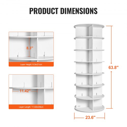 7 Tiers Rotating Shoe Rack Tower 360°Spinning Shoe Display Revolving Shoe