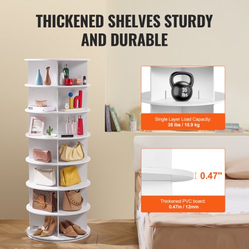 7 Tiers Rotating Shoe Rack Tower 360°Spinning Shoe Display Revolving Shoe