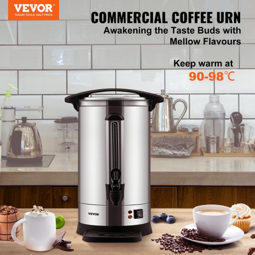 Commercial Coffee Urn 65 Cups Stainless Steel Large Coffee Dispenser 1500W