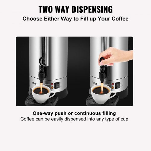 Commercial Coffee Urn 65 Cups Stainless Steel Large Coffee Dispenser 1500W