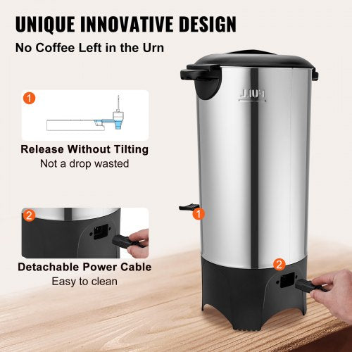 Commercial Coffee Urn 50 Cup Stainless Steel Coffee Dispenser Fast Brew – 4L