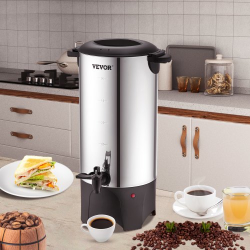 Commercial Coffee Urn 50 Cup Stainless Steel Coffee Dispenser Fast Brew – 4L