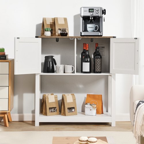 Coffee Bar Cabinet 418 x 158 x 32.1 in Farmhouse Coffee Bar Cabinet with 3Tier