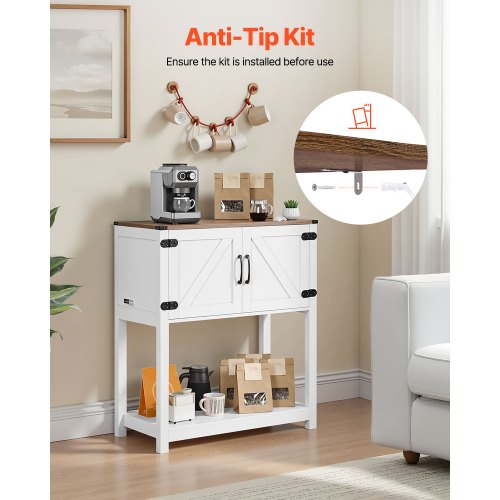 Coffee Bar Cabinet 315 x 138 x 34.6 in Farmhouse Coffee Bar Cabinet with 3Tier
