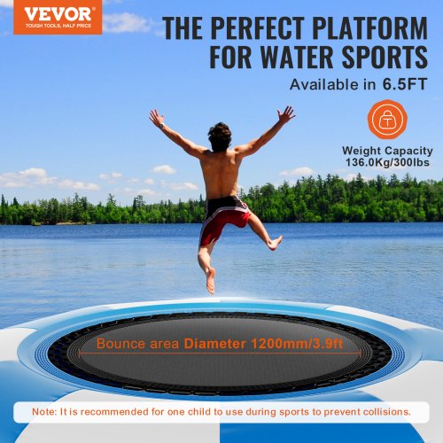 Inflatable Water Bouncer 65ft Recreational Water Trampoline Portable