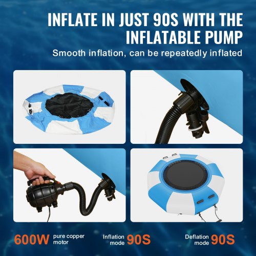 Inflatable Water Bouncer 65ft Recreational Water Trampoline Portable