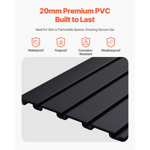 Slat Wall Paneling 4 x 4 ft PVC Garage Slatwall with Modular Design Black