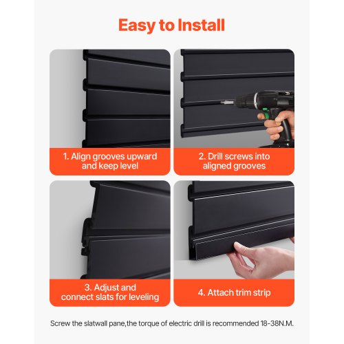 Slat Wall Paneling 4 x 4 ft PVC Garage Slatwall with Modular Design Black