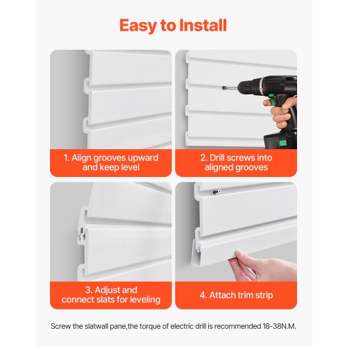 Slat Wall Paneling 4 x 4 ft PVC Garage Slatwall with Modular Design White