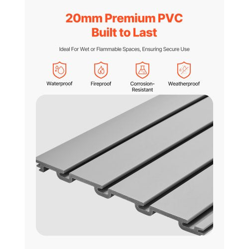 Slat Wall Paneling 4 x 4 ft PVC Garage Slatwall with Modular Design Grey