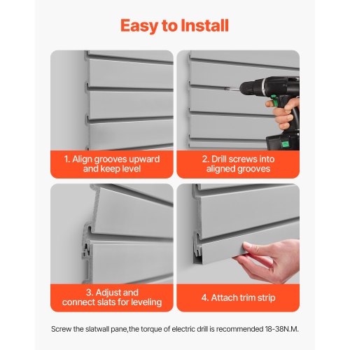 Slat Wall Paneling 4 x 4 ft PVC Garage Slatwall with Modular Design Grey