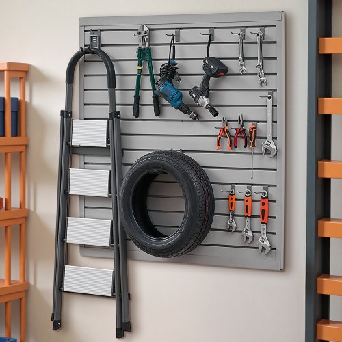 Slat Wall Paneling 4 x 4 ft PVC Garage Slatwall with Modular Design Grey