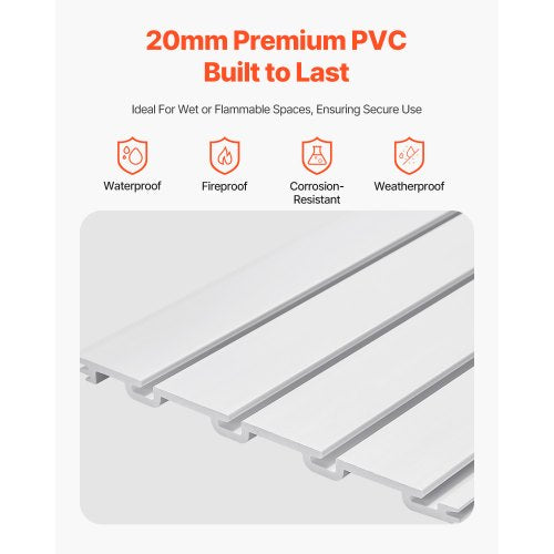 Slat Wall Paneling 8 x 4 ft PVC Garage Slatwall with Modular Design White