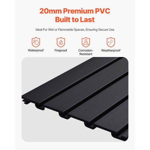 Slat Wall Paneling 8 x 4 ft PVC Garage Slatwall with Modular Design Black