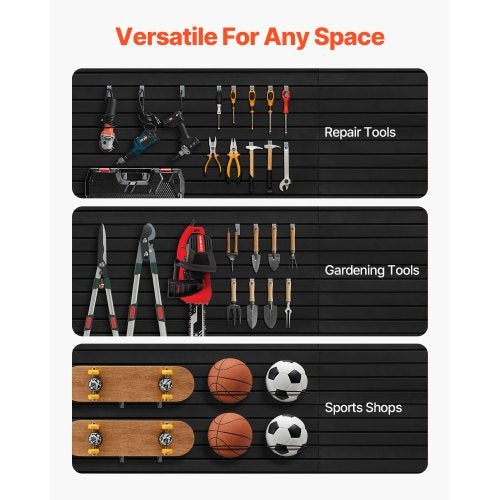Slat Wall Paneling 8 x 4 ft PVC Garage Slatwall with Modular Design Black