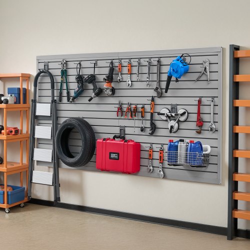 Slat Wall Paneling 8 x 4 ft PVC Garage Slatwall with Accessories Grey