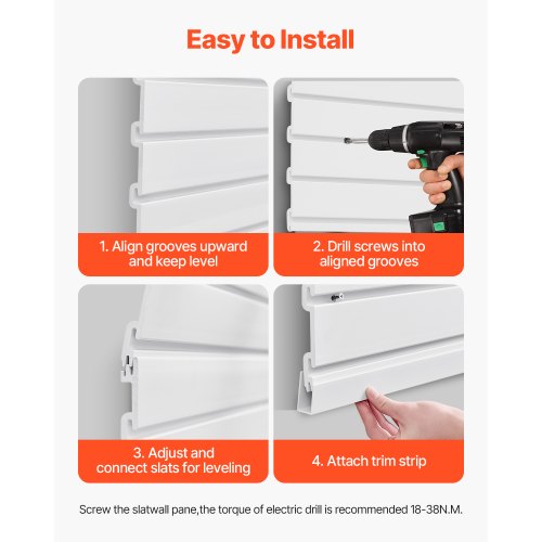 Slat Wall Paneling 8 x 4 ft PVC Garage Slatwall with Accessories White