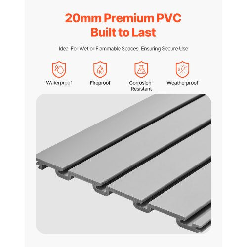 Slat Wall Paneling 8 x 4 ft PVC Garage Slatwall with Modular Design Grey