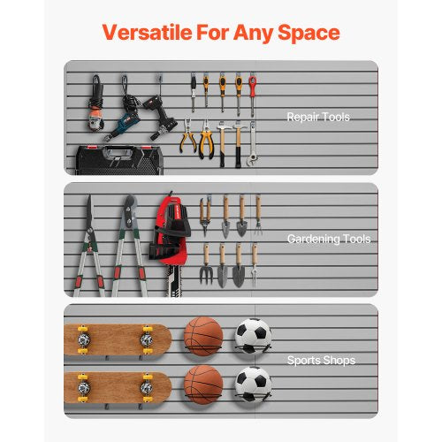 Slat Wall Paneling 8 x 4 ft PVC Garage Slatwall with Modular Design Grey