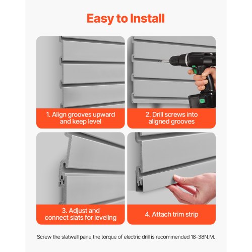 Slat Wall Paneling 8 x 4 ft PVC Garage Slatwall with Modular Design Grey
