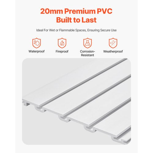 Slat Wall Paneling 2 x 4 ft PVC Garage Slatwall with Modular Design White