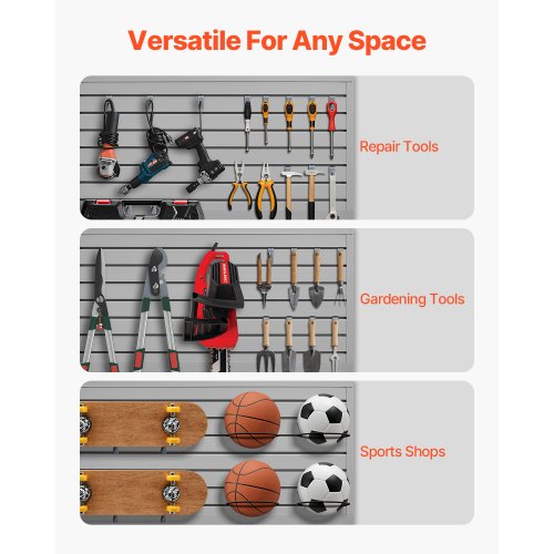 Slat Wall Paneling 2 x 4 ft PVC Garage Slatwall with Modular Design Grey