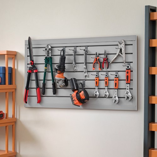 Slat Wall Paneling 2 x 4 ft PVC Garage Slatwall with Modular Design Grey