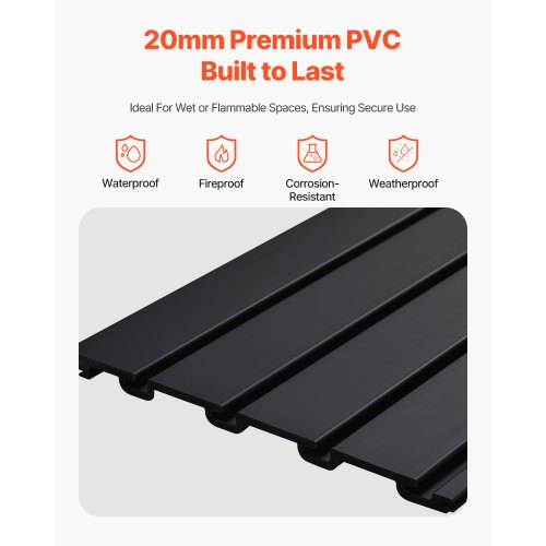 Slat Wall Paneling 2 x 4 ft PVC Garage Slatwall with Modular Design Black
