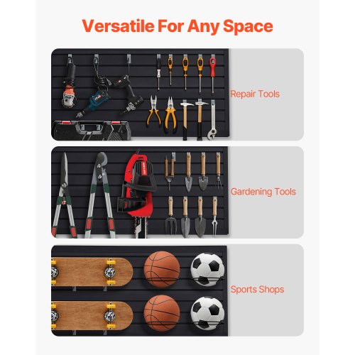 Slat Wall Paneling 2 x 4 ft PVC Garage Slatwall with Modular Design Black
