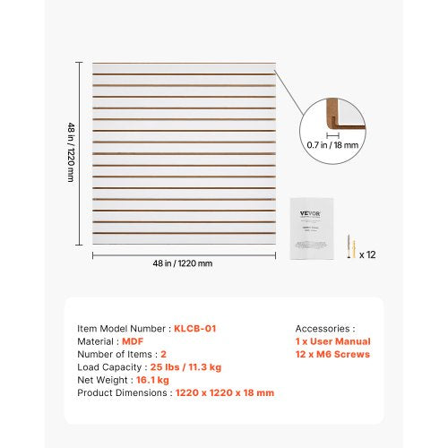 Slat Wall Paneling 4 x 4 ft MDF Garage Slatwall with Modular Design White